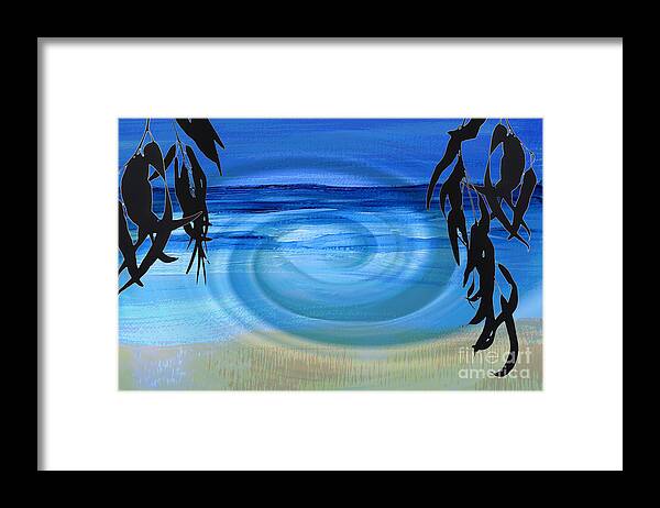 Water Framed Print featuring the digital art Eucalyptus Ocean View by Shelley Myers