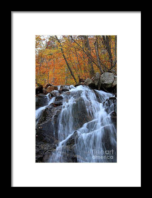 Fall Foliage Framed Print featuring the photograph Evans Notch Waterfall by Brenda Giasson