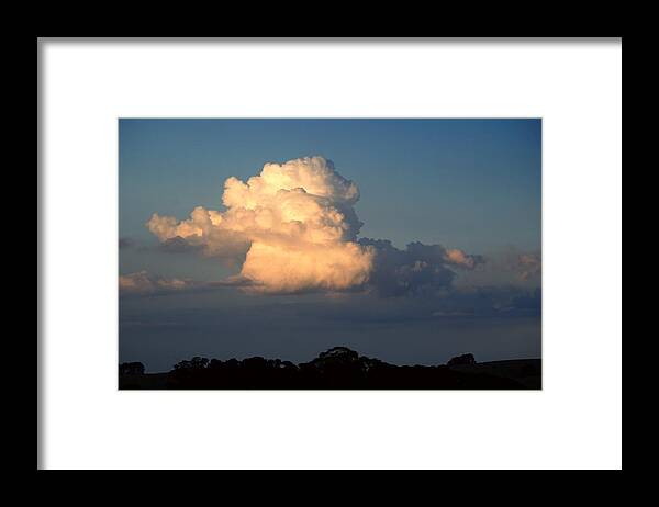 Golden Framed Print featuring the photograph Evening clouds 2 by Fran Woods