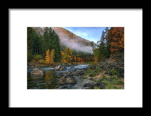 Hdr Framed Print featuring the photograph Fall up the Tumwater by Brad Granger