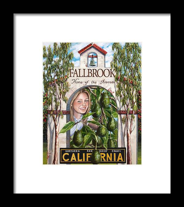 Avocados Framed Print featuring the painting Fallbrook Avos by Lisa Reinhardt