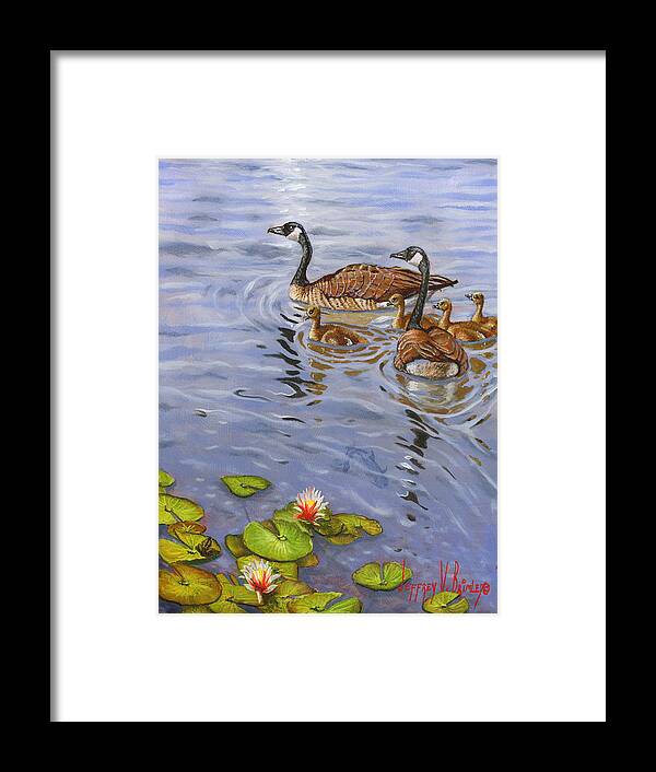 Canadian Geese Framed Print featuring the painting Family Outing by Jeff Brimley