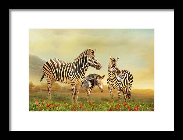 Zebra Framed Print featuring the digital art Family Ties by Trudi Simmonds