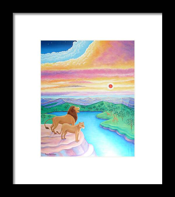 Male Lion Framed Print featuring the painting Far Horizons by Tracy Dennison