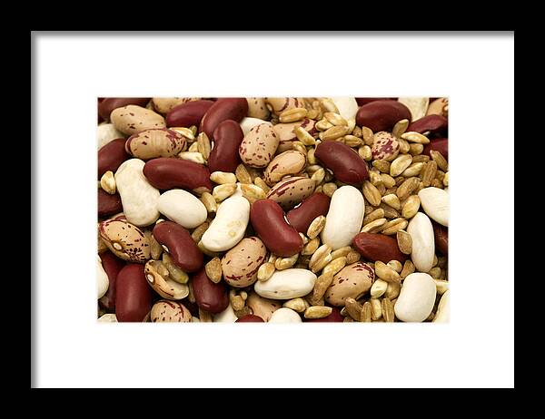 Macro Framed Print featuring the photograph Farro and beans by Fabrizio Troiani