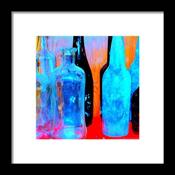 Florescent Framed Print featuring the photograph Fauvist Bottles by Diane montana Jansson