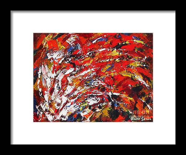 Abstract Framed Print featuring the painting Feathers by Claire Gagnon