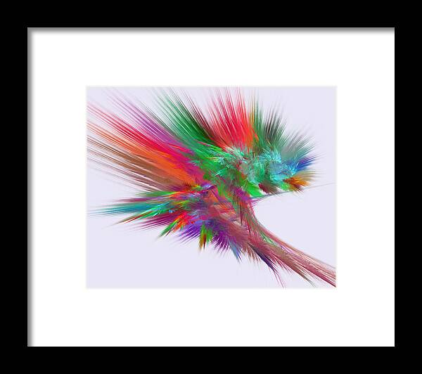 Abstract Framed Print featuring the digital art Feathery Bouquet on White - Abstract Art by Rod Johnson
