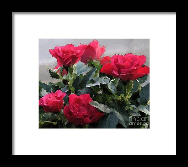  Framed Print featuring the digital art February Roses by Denise Dempsey Kane