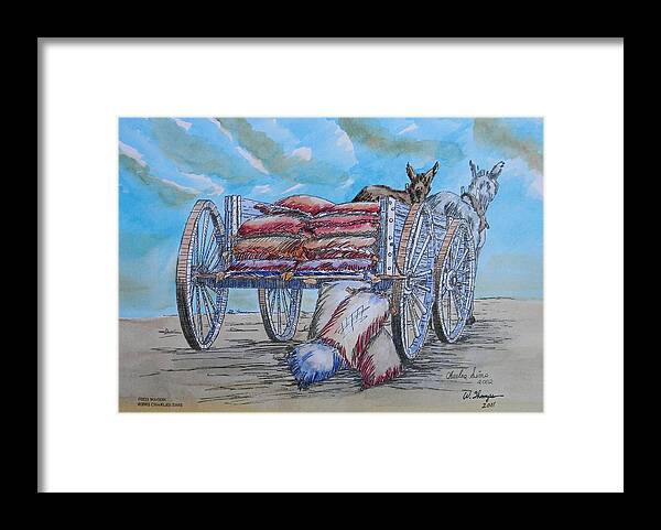 Feed Wagon Watercolor Framed Print featuring the painting Feed Wagon Watercolor by Charles Sims and Warren Thompson