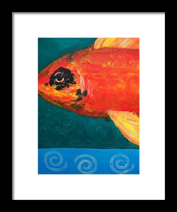 Mixed Media Framed Print featuring the painting Feesh by Krista Ouellette