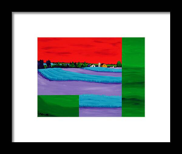 Landscape Framed Print featuring the painting Fields of Green by Randall Weidner