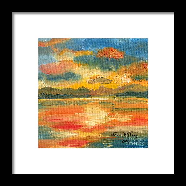 Sunset Framed Print featuring the painting Fiery Sunset by Julie Brugh Riffey