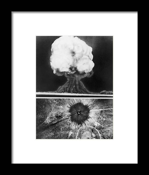 1945 Framed Print featuring the photograph First Atomic Bomb, 1945 by Granger