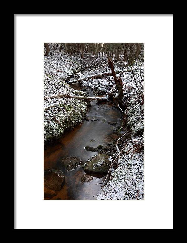 River Framed Print featuring the photograph First snow in the forest by Ulrich Kunst And Bettina Scheidulin