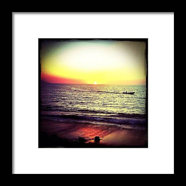 Navema Framed Print featuring the photograph Fishing At Sunset (puerto Vallarta) by Natasha Marco