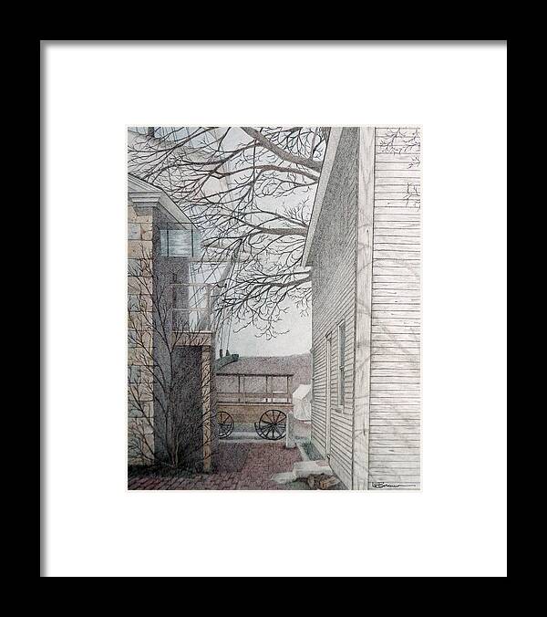 Seaport Framed Print featuring the drawing Fishing Village by Leslie M Browning