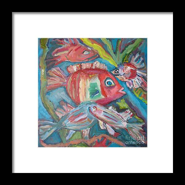 Fish Framed Print featuring the painting Five Fish by Marlene Robbins