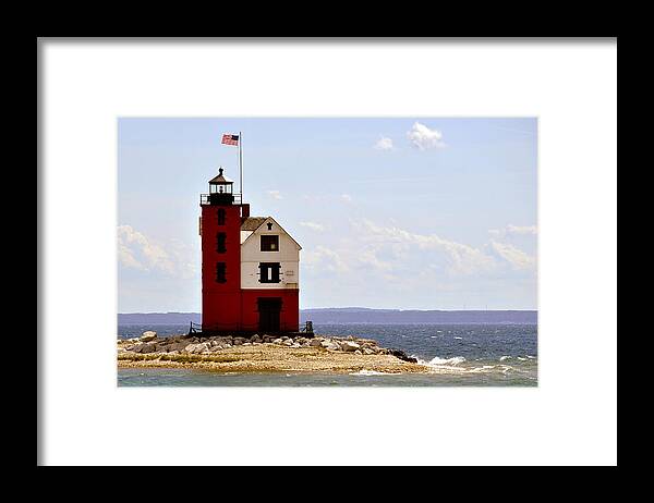 Round Island Light House Framed Print featuring the photograph Round Island Light House Mackinac island Michigan by Marysue Ryan