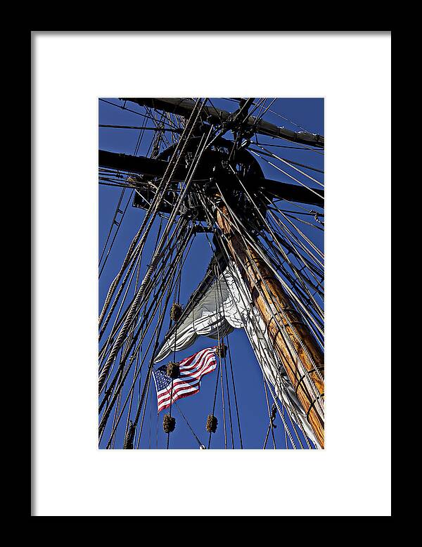 American Framed Print featuring the photograph Flag In The Rigging by Garry Gay