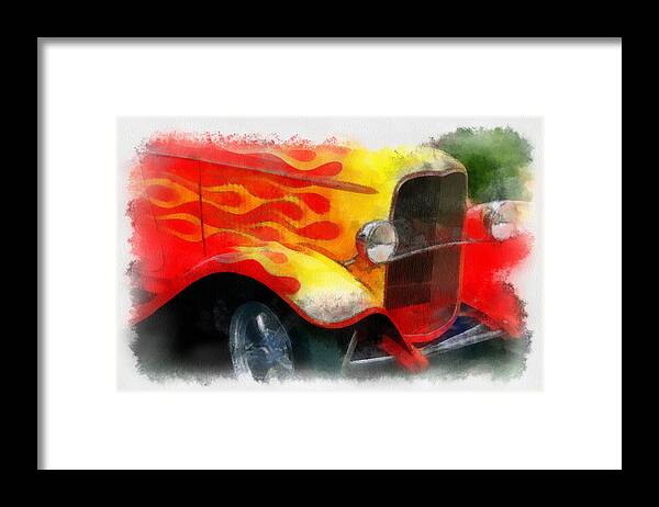 Cars Framed Print featuring the photograph Flaming Hot Rod by John Handfield