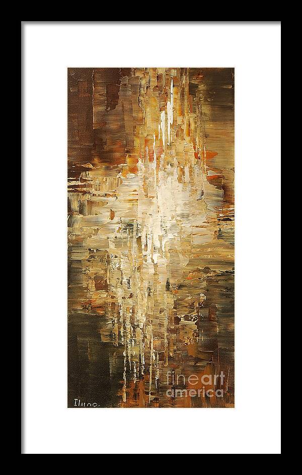 Abstract Framed Print featuring the painting Flash in the Pan by Tatiana Iliina