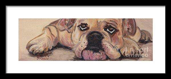 Dog Framed Print featuring the painting Flat Out Bull by Robin Wiesneth