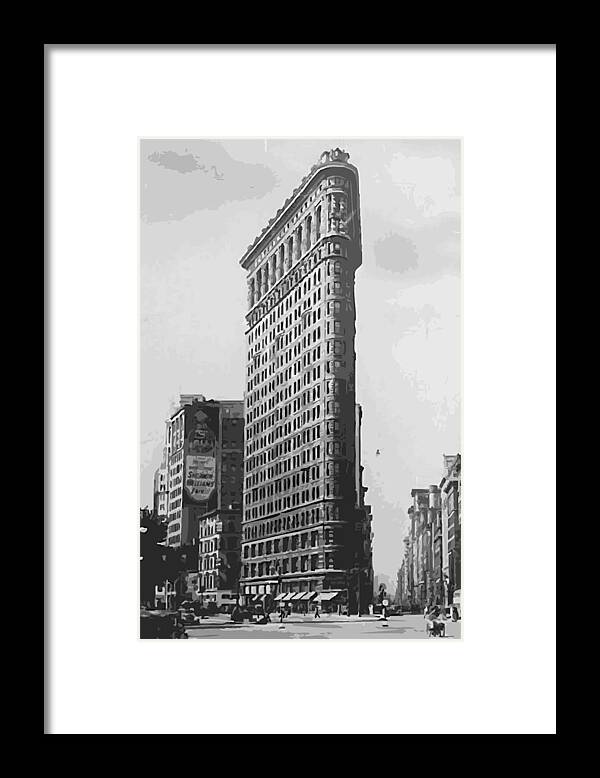 Digital Painting Framed Print featuring the photograph Flatiron Building BW16 by Scott Kelley