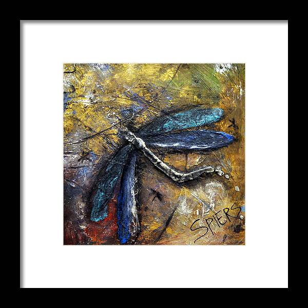 Dragonfly Framed Print featuring the painting Flight Risk by Amanda Sanford