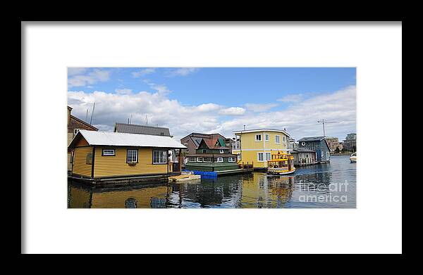 Water Houses Framed Print featuring the photograph Float Houses in Victoria Canada by Tatyana Searcy