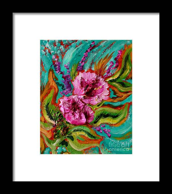 Flowers Framed Print featuring the mixed media Flora Latino by Genie Morgan