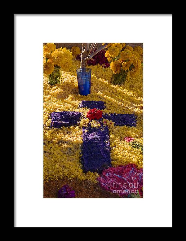 Mexico Framed Print featuring the photograph Flower Cross - Day of the Dead by Craig Lovell