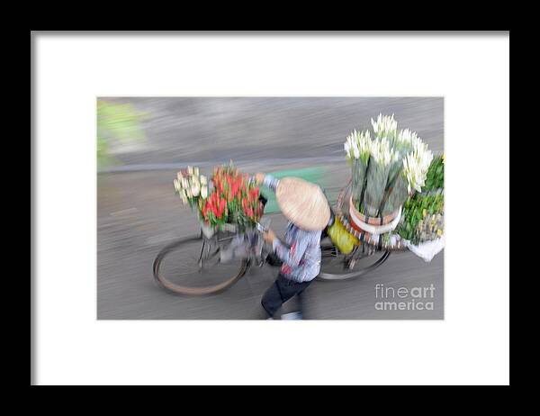 Hanoi Framed Print featuring the photograph Flower seller by Marion Galt