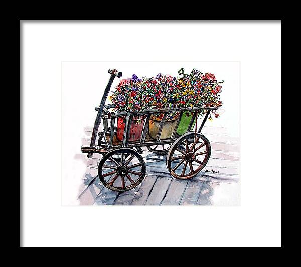 Flowers Framed Print featuring the painting Flower Wagon by Terry Banderas