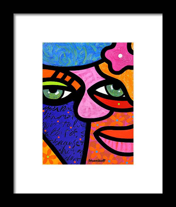 Eyes Framed Print featuring the painting Flowers in Her Hair by Steven Scott