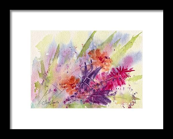 Red Framed Print featuring the painting Flowerz by Frank SantAgata