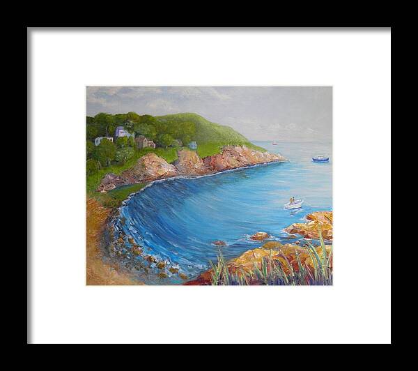 Folly Cove Framed Print featuring the painting Folly Cove Landing Gloucester MA by Sharon Casavant