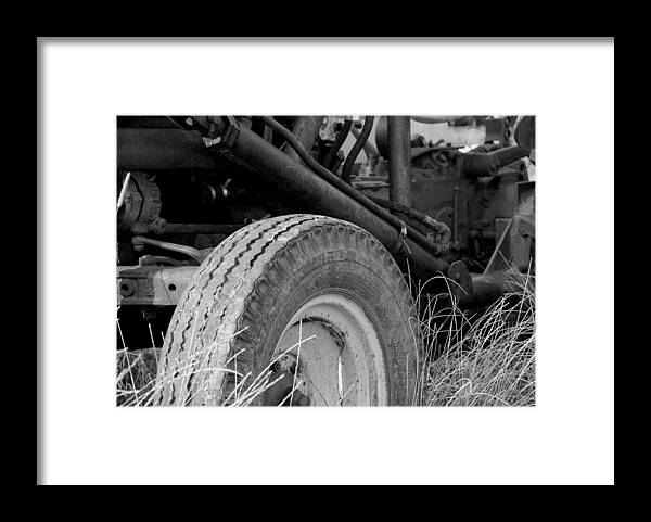 Ford Framed Print featuring the photograph Ford Tractor Details in Black and White by Jennifer Ancker