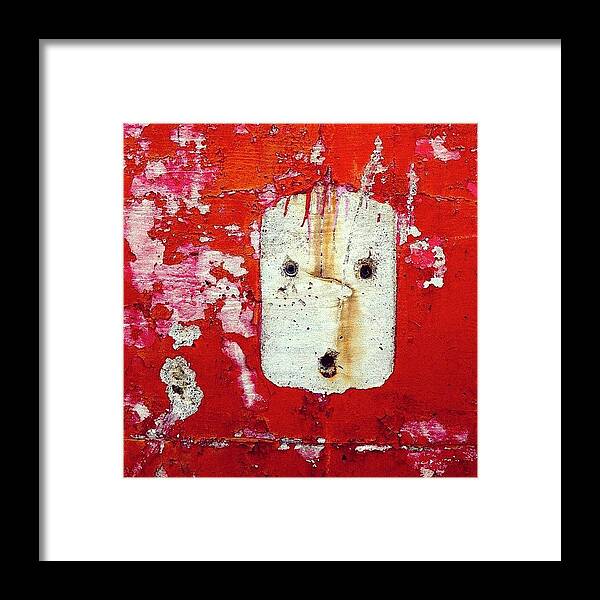 Iseefaces Framed Print featuring the photograph Found Face by Julie Gebhardt