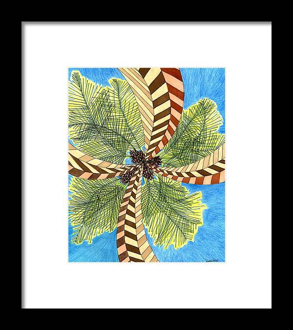 Palm Framed Print featuring the drawing Four Palms by Lesa Weller