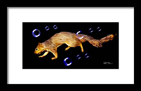 Digital Art Framed Print featuring the digital art Fractal - Searching - Robbie The Squirrel -7828 by James Ahn