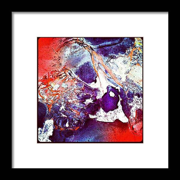 Droid Framed Print featuring the photograph Frozen Puddle, Ice Patterns #abstract by Marianne Dow