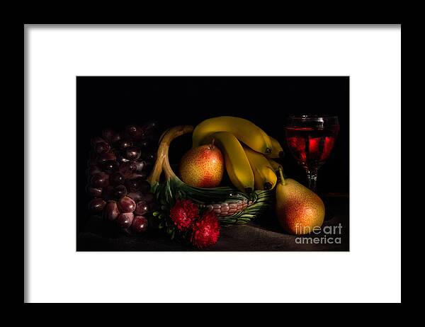 Fruit Framed Print featuring the photograph Fruit Still Life With Wine by Ann Garrett