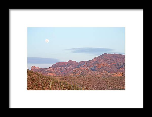 Full Framed Print featuring the photograph Full Moon Superstitiion Mountains by Dean Pennala