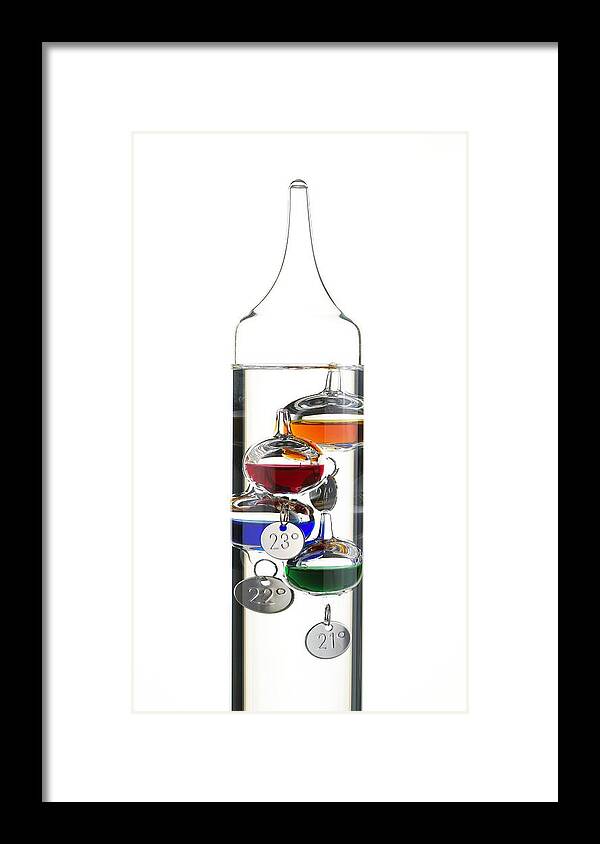 Galileo Thermometer Framed Print featuring the photograph Galileo Thermometer by Mark Sykes