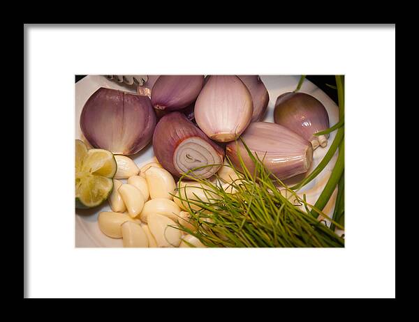 Food Framed Print featuring the photograph Garlic and Onions by Frank Mari