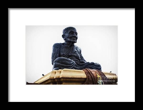 Asia Framed Print featuring the photograph Giant Monk by Thanh Tran
