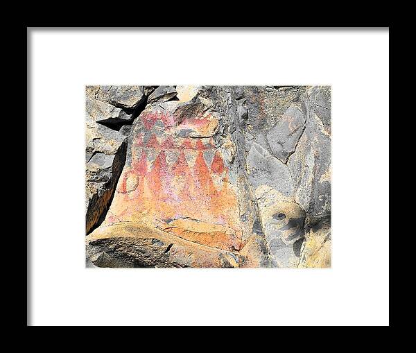 Rock Art Framed Print featuring the photograph Gila National Park Rock Art by Lisa Dunn