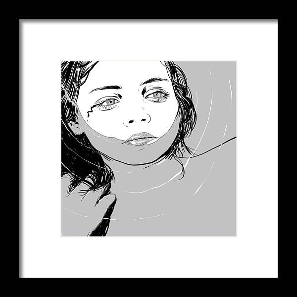 Girl Framed Print featuring the digital art Girl in the water by Giuseppe Cristiano