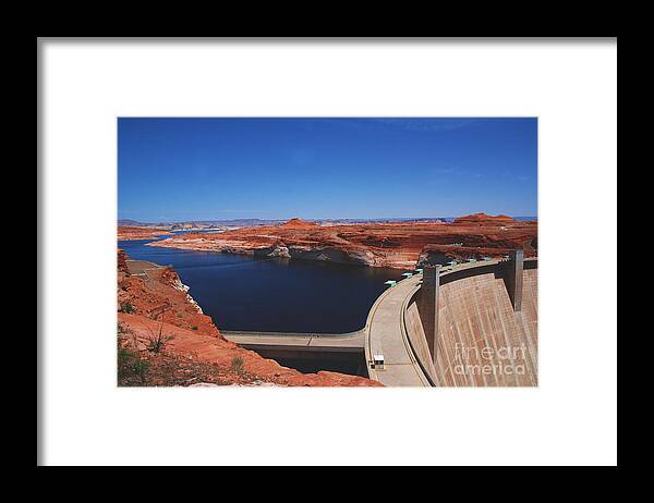 Glen Canyon Framed Print featuring the photograph Glen Canyon Dam at Lake Powell by Page Arizona by Susanne Van Hulst